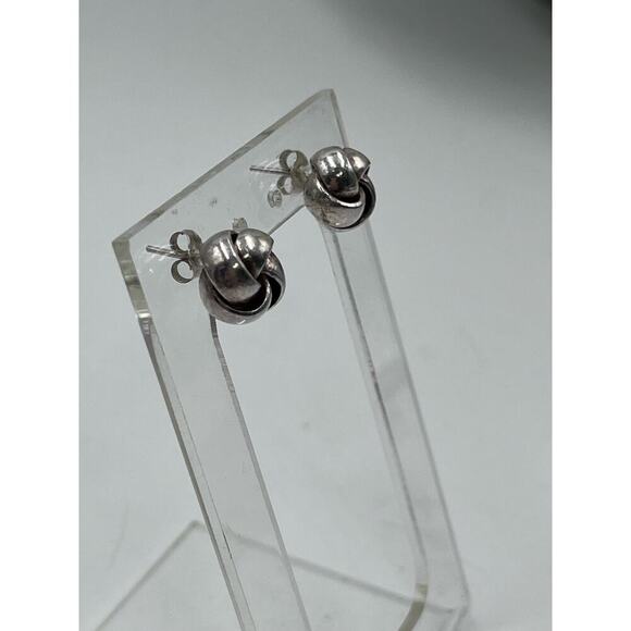 Sterling silver love knot stud‎ earrings - Picture 12 of 16